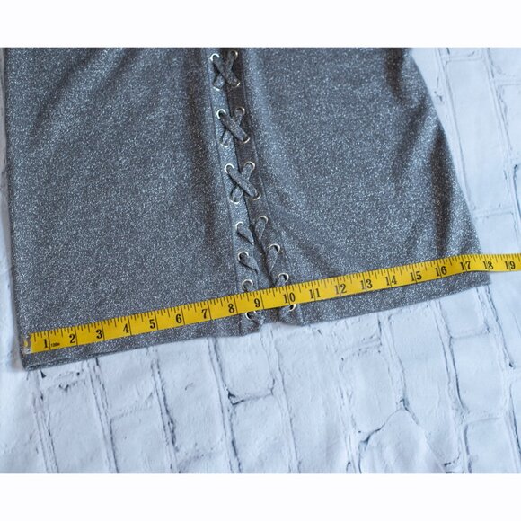 Allison Brittney Womens Silver Glitter Sweater Dress 3/4 Sleeves Midi Gray Sz S - Picture 11 of 13